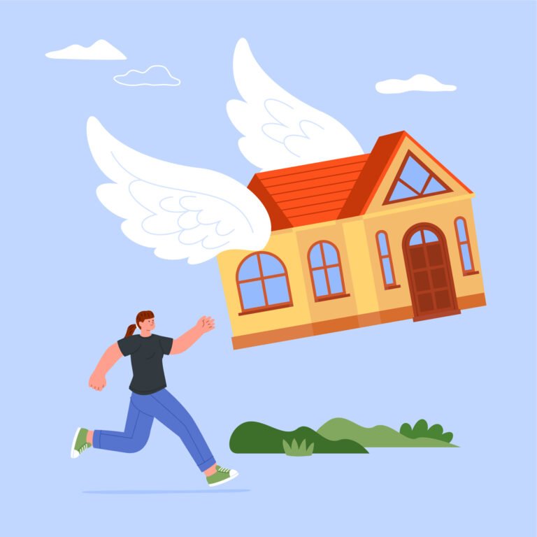 Une personne qui coure, songeuse, imaginant sa future maison et son projet immobilier.